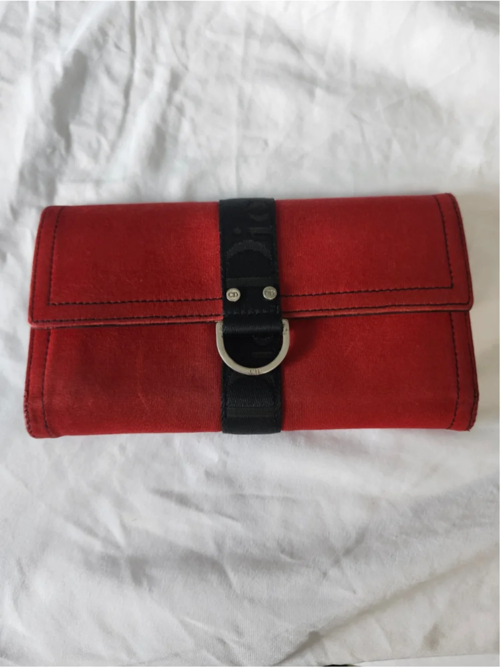 Dior Canvas Wallet One Size Red and Black